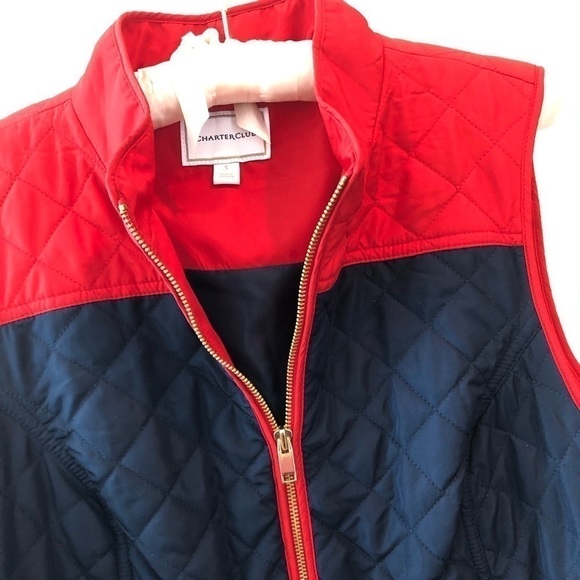 NWT Charter Club Color blocked Quilted Vest Size S - Picture 9 of 16